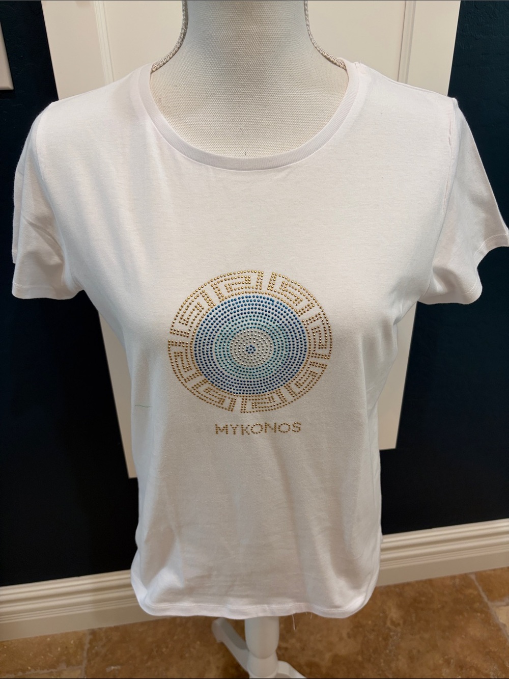 B & C collection white short sleeve shirt “Mykonos” Greece